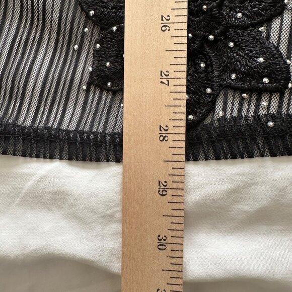 Women's Open Front Lace Cardigan Black SZ L Rhinestone Floral Witchy Whimsgoth - Picture 7 of 8